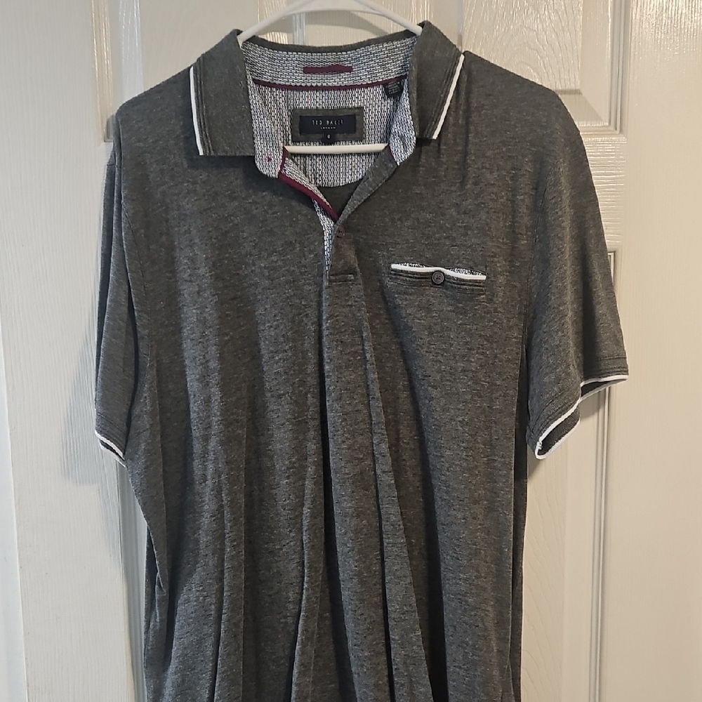 Ted Baker Charcoal Polo Shirt with White Accents